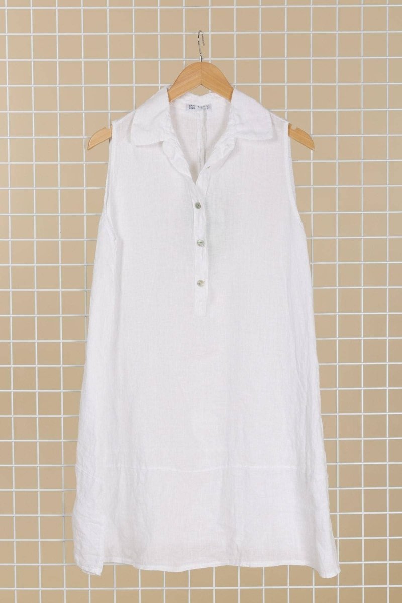 100% LINEN SHORT DRESS: Whitela maison des fibres naturellesDRESS
