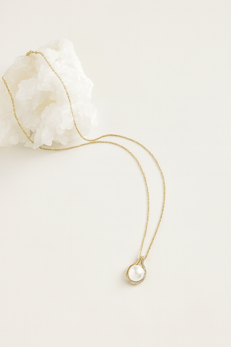 14K Gold Pearl & Diamond Drop Necklace – The Fine Line CollectionZiabirdNECKLACES