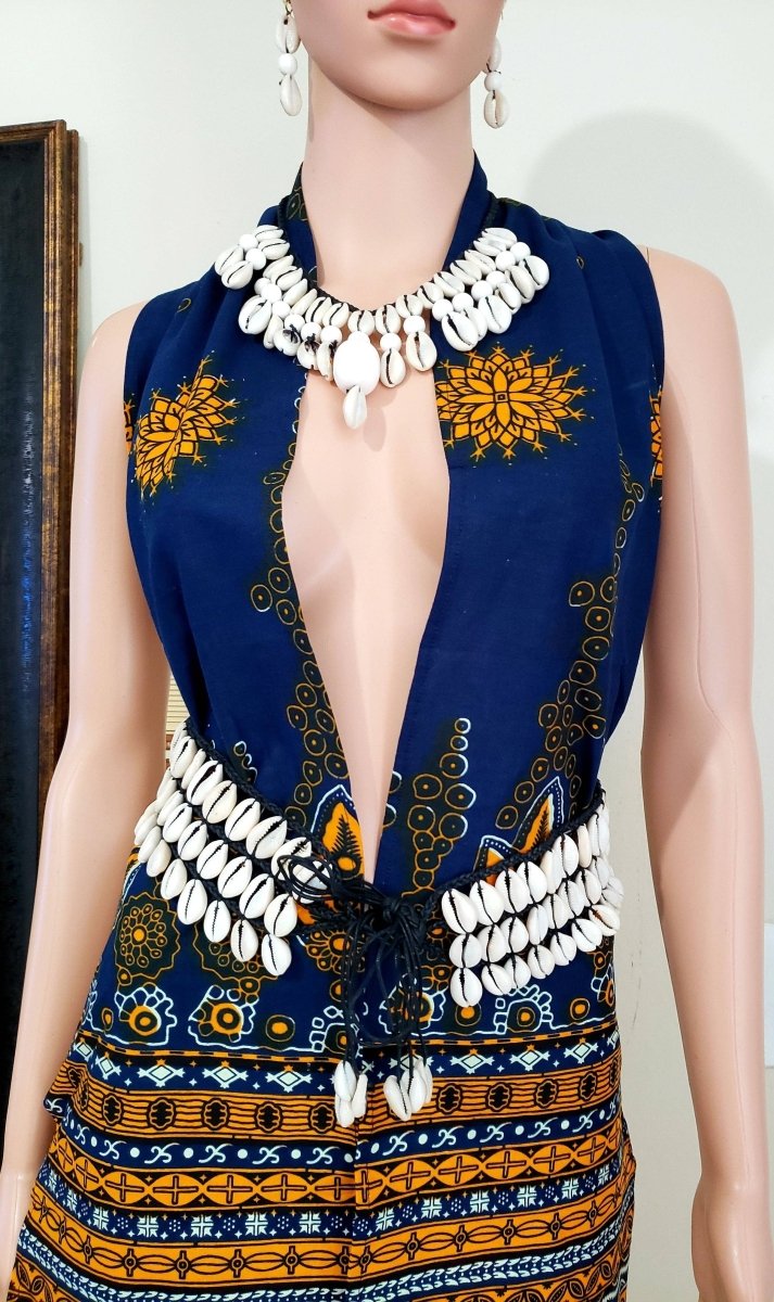 3 Layered Cowrie Shells Waist Belt: (natural white)India Batikbelt