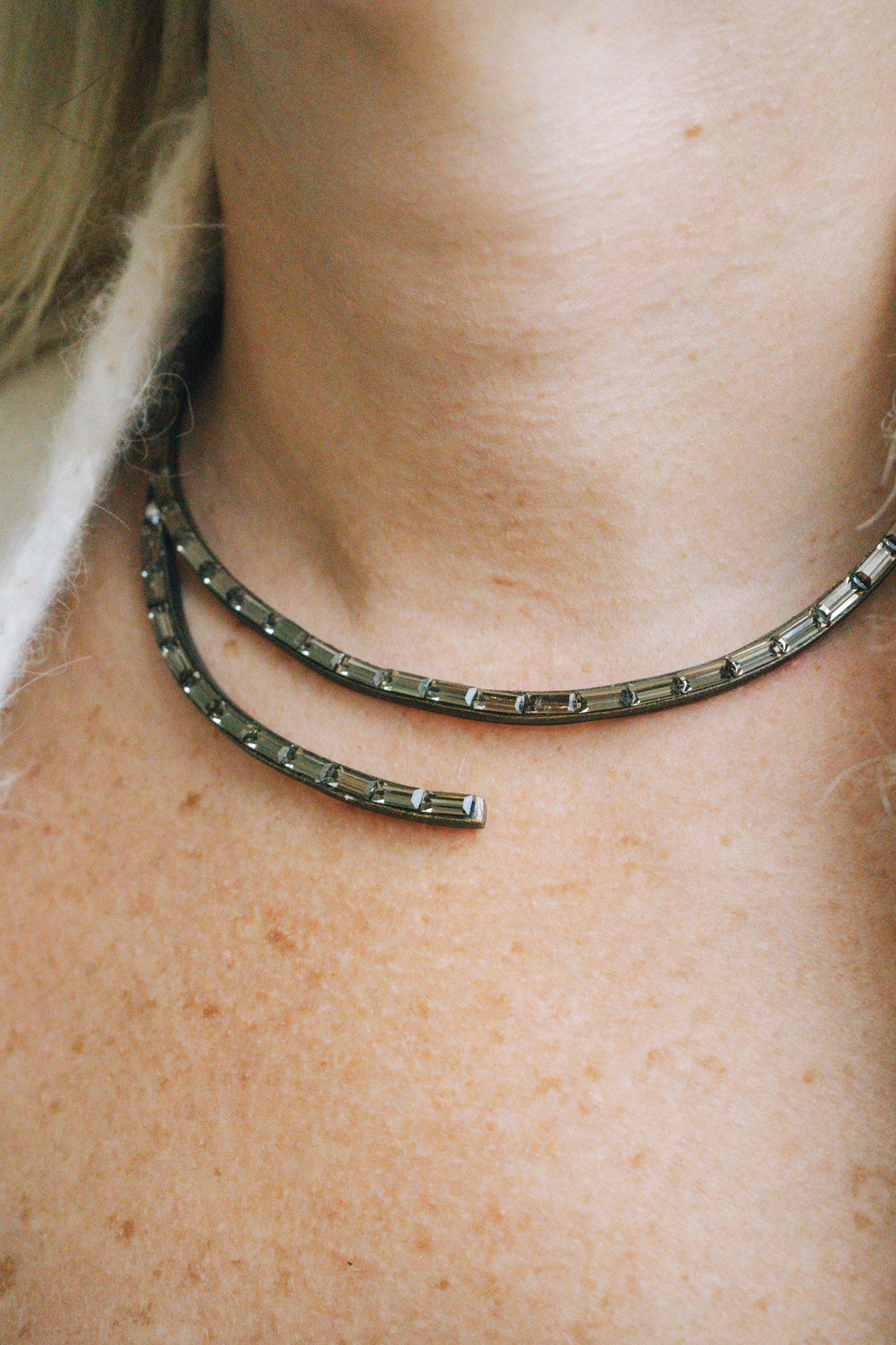 Baguette Crystal Neck Cuff- Black Diamond