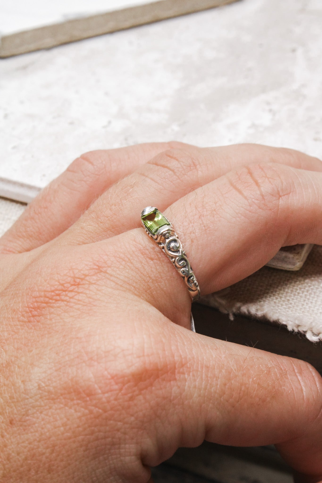 Ornate Gemstone Ring - 2 Colors