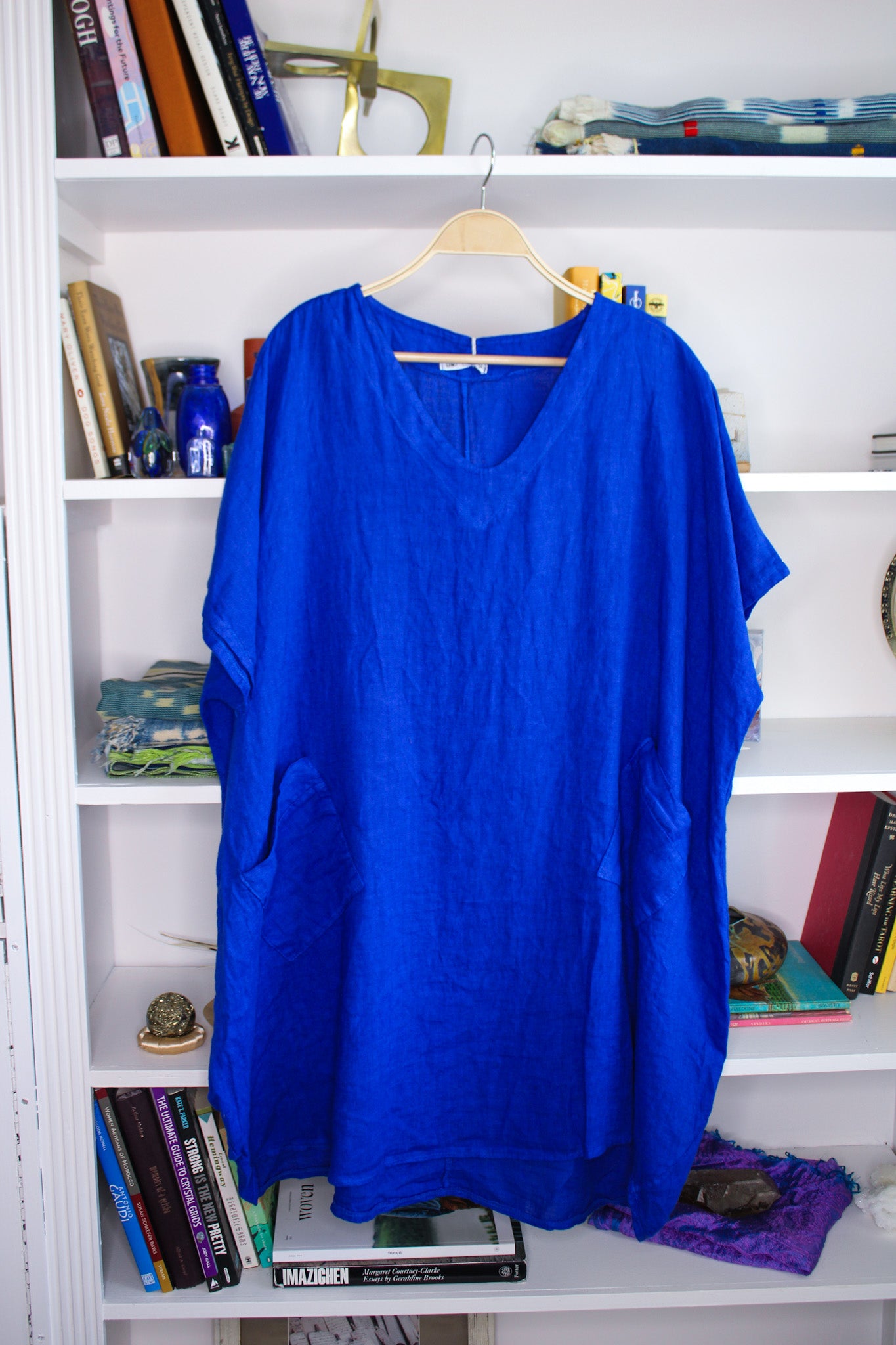 Linen T-Shirt Dress with Front Pockets - 4 Colors