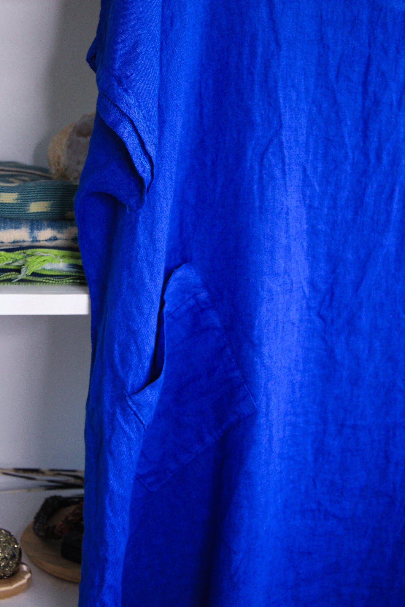 Linen T-Shirt Dress with Front Pockets - 4 Colors