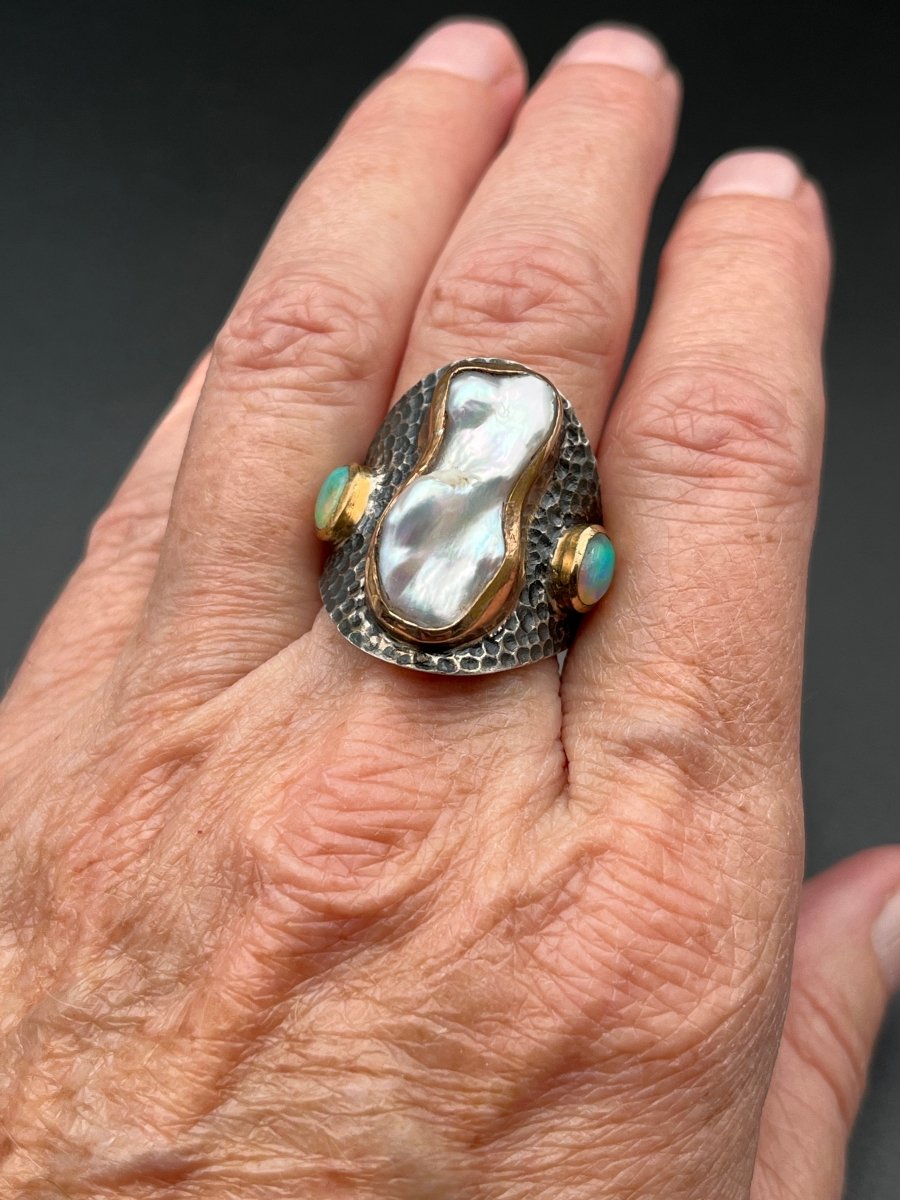 Baroque Pearl and Opal RingBORARINGS