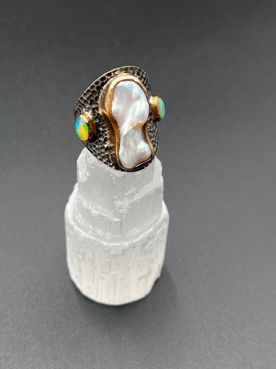 Baroque Pearl and Opal RingBORARINGS