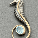 Blue Topaz in a Seahorse Tail NecklaceBORANECKLACES