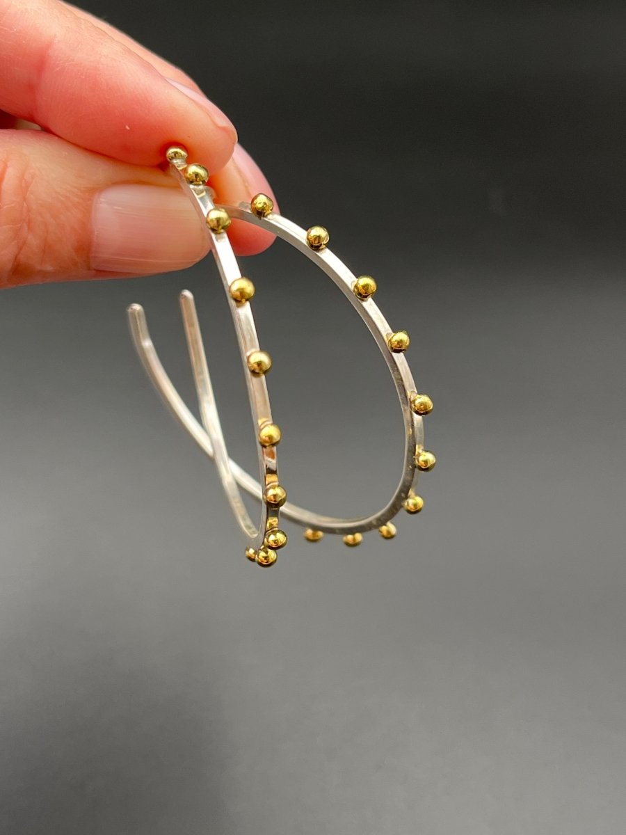 Bright Silver & Bronze Dot Earrings - 2” diameterBORAEARRINGS