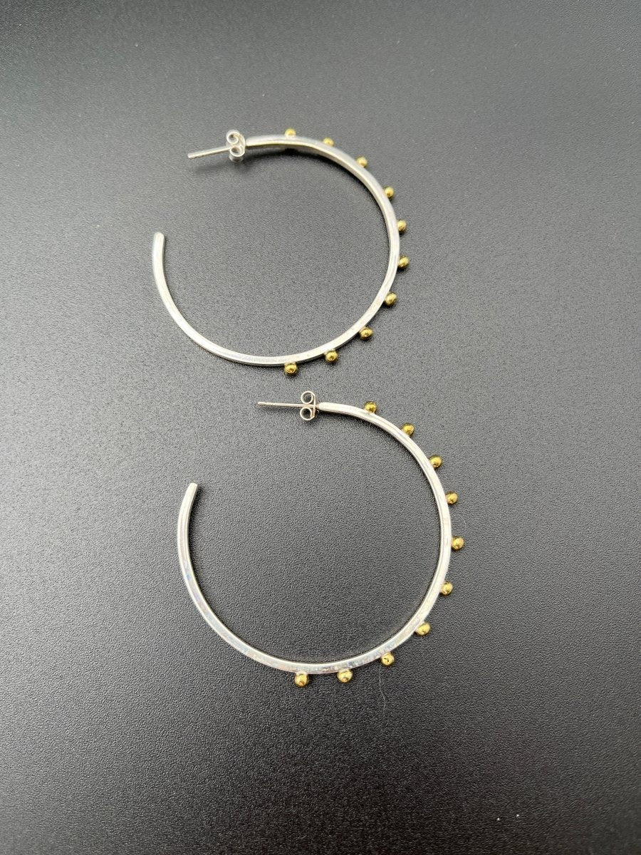 Bright Silver & Bronze Dot Earrings - 2” diameterBORAEARRINGS