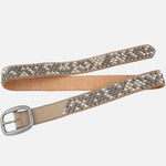 Britta | Vintage Silver Buckle Studded Leather Belt Women: CremeAmsterdam Heritage Leather Belts, Bags, Jackets & Apparelbelt