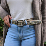 Britta | Vintage Silver Buckle Studded Leather Belt Women: CremeAmsterdam Heritage Leather Belts, Bags, Jackets & Apparelbelt
