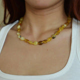 Yellow Opal Nugget Knotted Necklace