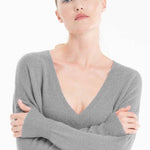 Cloud Weight Charcoal Grey Cashmere V - Neck SweaterSTUDIO CASHMERE8SWEATER