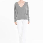 Cloud Weight Charcoal Grey Cashmere V - Neck SweaterSTUDIO CASHMERE8SWEATER