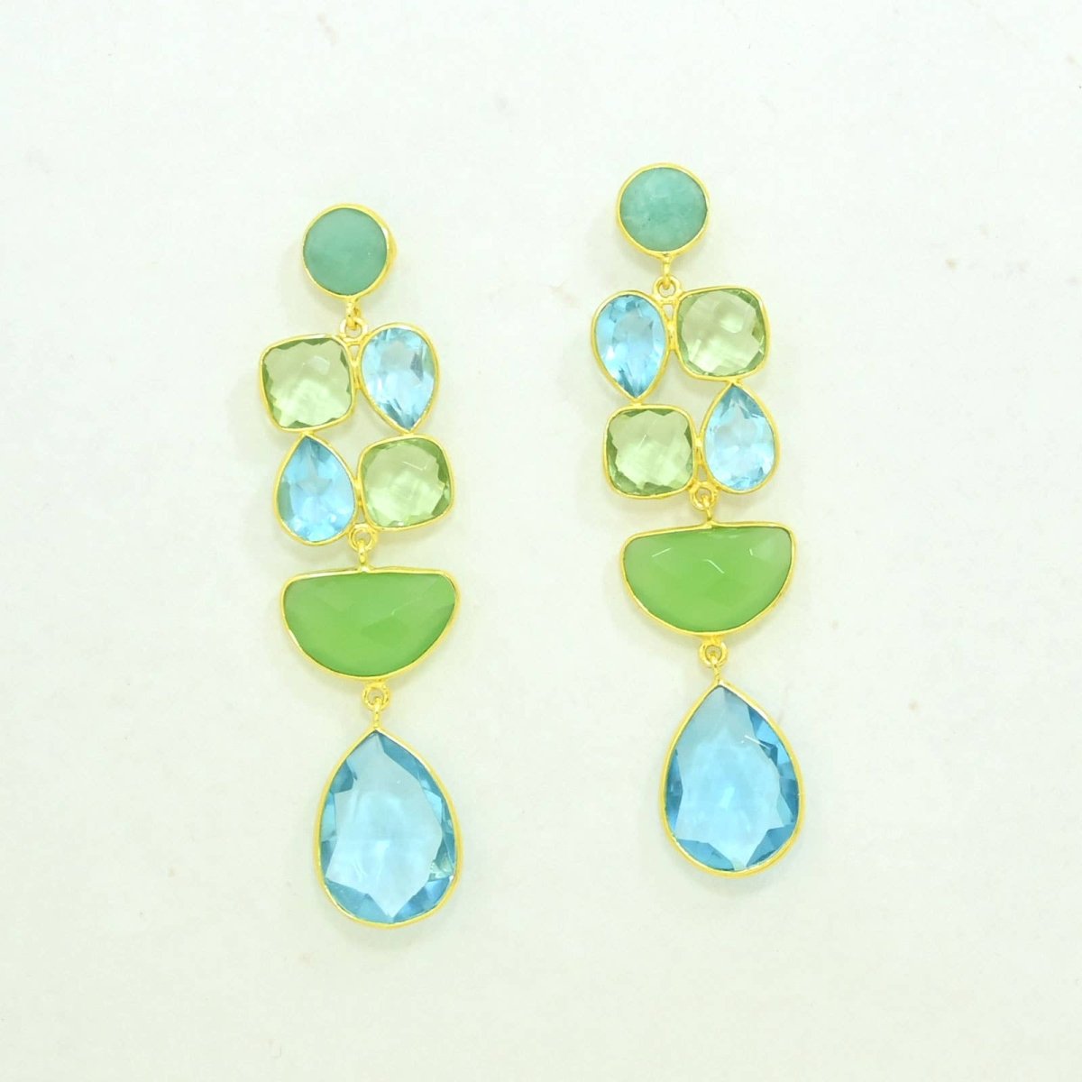 Cocktail Earring Gold - Amazonite, Blue Topaz & Green QuartzSchmuckoo BerlinEARRINGS
