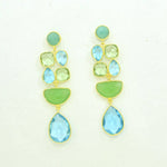 Cocktail Earring Gold - Amazonite, Blue Topaz & Green QuartzSchmuckoo BerlinEARRINGS