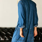 Collared Neck Button Fly Relaxed Denim Jumpsuit: Denim BlueLara Daisyjumpsuit