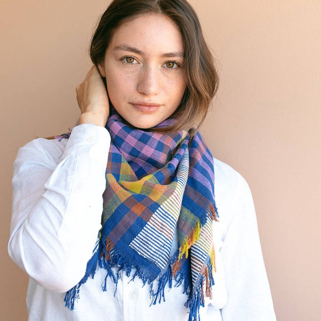Cosmos Plaid - Handwoven ScarfLast Chance Textiles