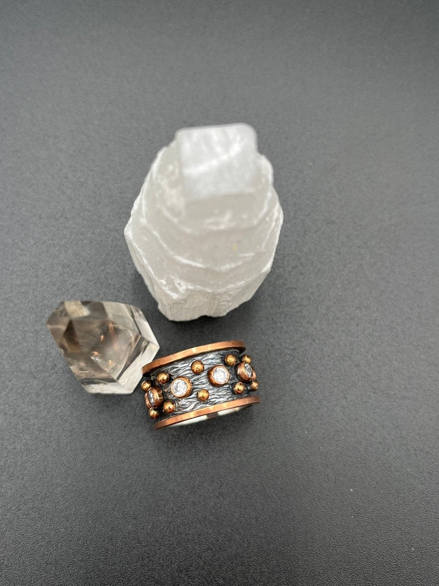 Cubic Zirconia on Oxidized Silver BandBORARINGS