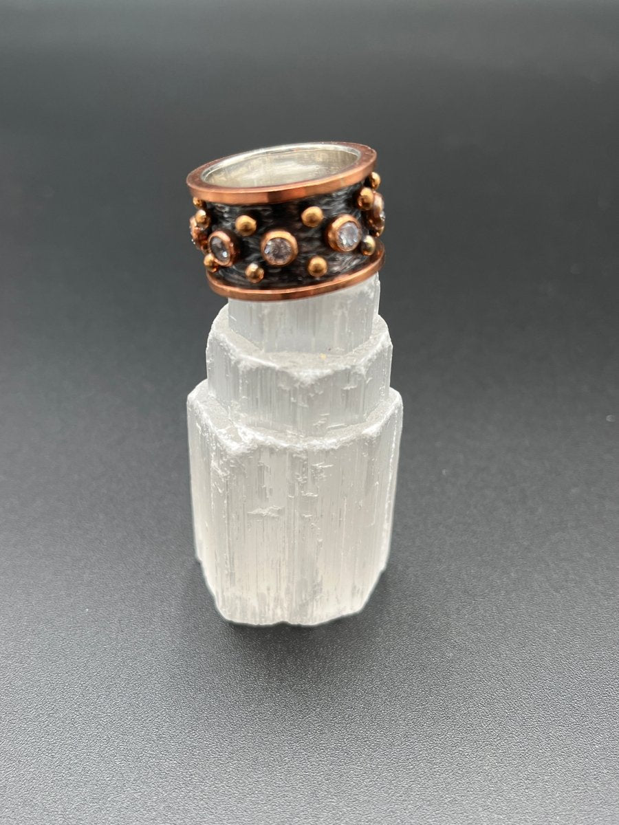 Cubic Zirconia on Oxidized Silver BandBORARINGS