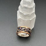 CZ and Sapphires Encircles the Band of Oxidized SilverBORARINGS