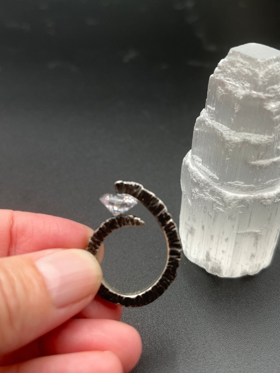 CZ in Textured Oxidized SilverBORARINGS