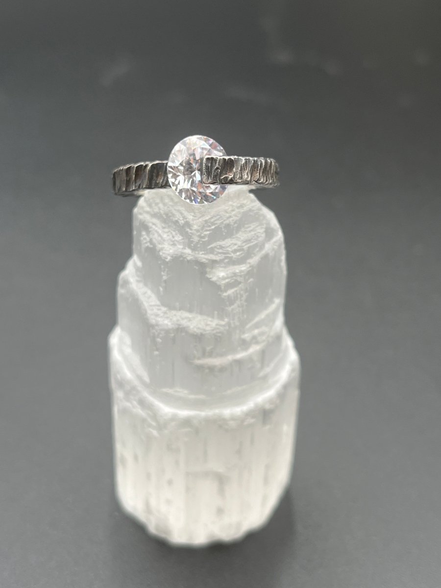 CZ in Textured Oxidized SilverBORARINGS