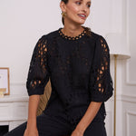 Daisy Guipure Lace Top: BlackCHOKLATE PARISTOPS