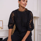 Daisy Guipure Lace Top: BlackCHOKLATE PARISTOPS