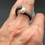 Edgy Pearl in Oxidized Silver RingBORARINGS