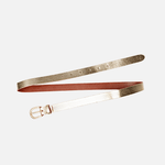 Eva | Metallic Skinny Fun Full Grain Leather Belt Women: GoldAmsterdam Heritage Leather Belts, Bags, Jackets & Apparelbelts