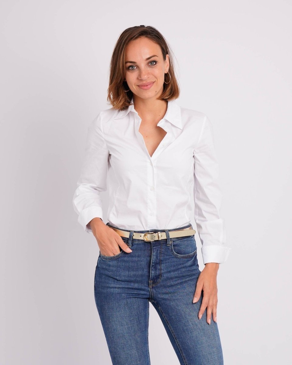 Eva | Metallic Skinny Fun Full Grain Leather Belt Women: GoldAmsterdam Heritage Leather Belts, Bags, Jackets & Apparelbelts