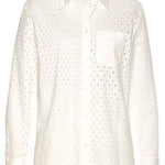 Eyelet Button Down Blouse: CreamLascanaTOPS