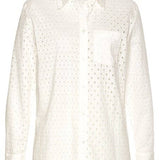 Eyelet Button Down Blouse: CreamLascanaTOPS