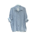 Fine striped blue cotton gauze shirtMOONSUNshirt