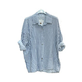 Fine striped blue cotton gauze shirtMOONSUNshirt