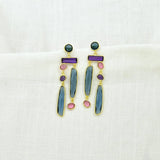 Geometric Statement Earrings - Blue Iolite, Amethyst & TourmalineSchmuckoo BerlinEARRINGS