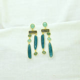 Geometric Statement Earrings - Labradorite & Neon Blue JadeSchmuckoo BerlinEARRINGS