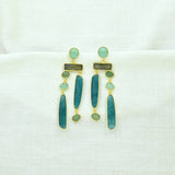 Geometric Statement Earrings - Labradorite & Neon Blue JadeSchmuckoo BerlinEARRINGS