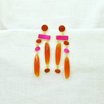 Geometric Statement Earrings – Orange Carnelian & Pink OnyxSchmuckoo BerlinEARRINGS