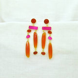 Geometric Statement Earrings – Orange Carnelian & Pink OnyxSchmuckoo BerlinEARRINGS