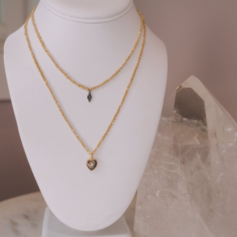 Gold Diamond Slice Heart NecklaceMarie Laure ChamorelNecklace