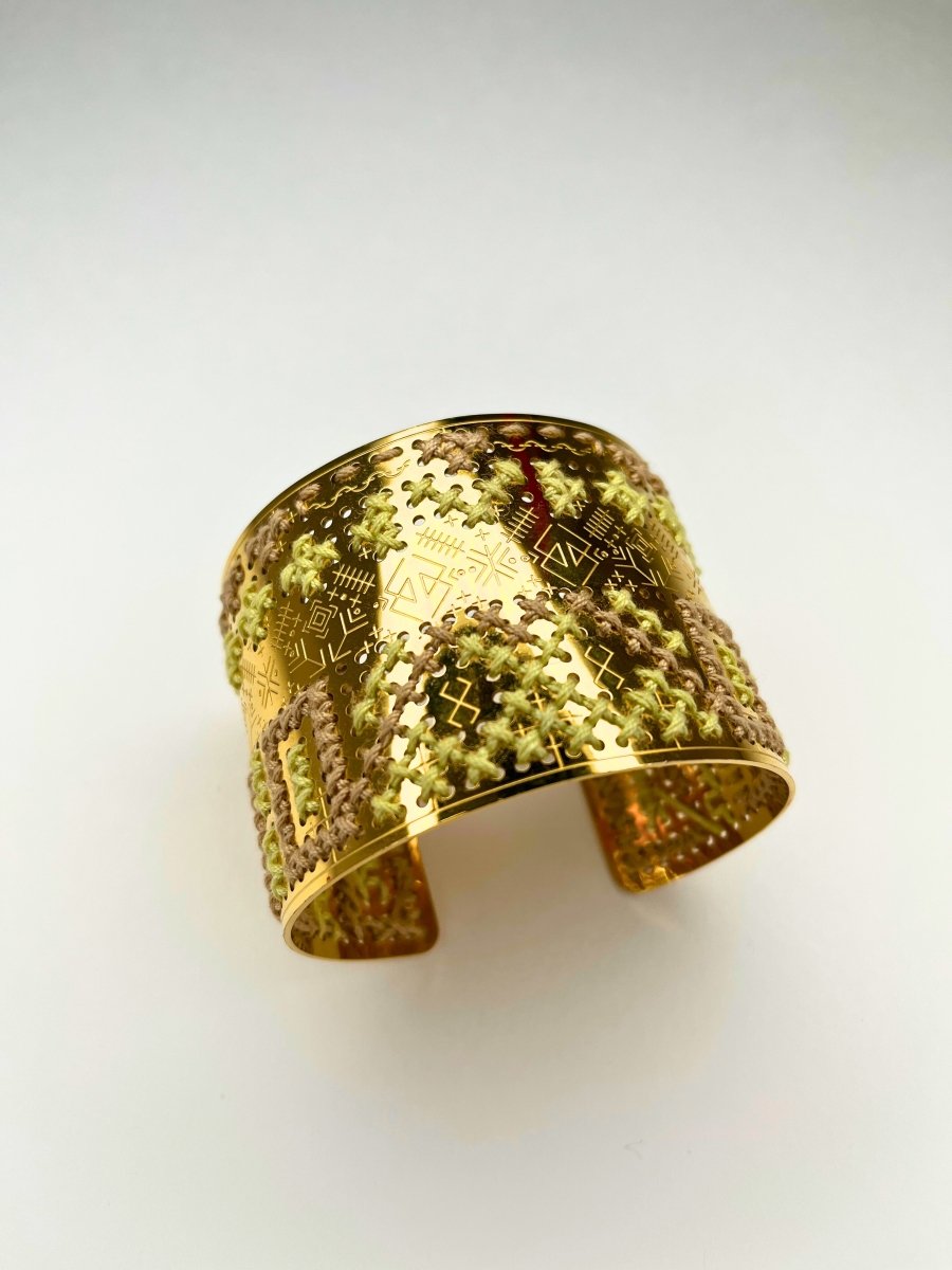 Golden Mosaic Cuff Bracelet – Handcrafted in ItalyL'EightBRACELET