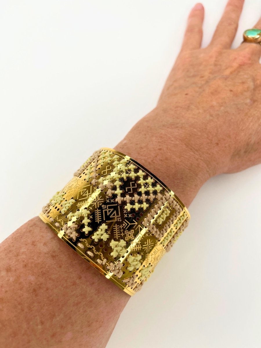 Golden Mosaic Cuff Bracelet – Handcrafted in ItalyL'EightBRACELET