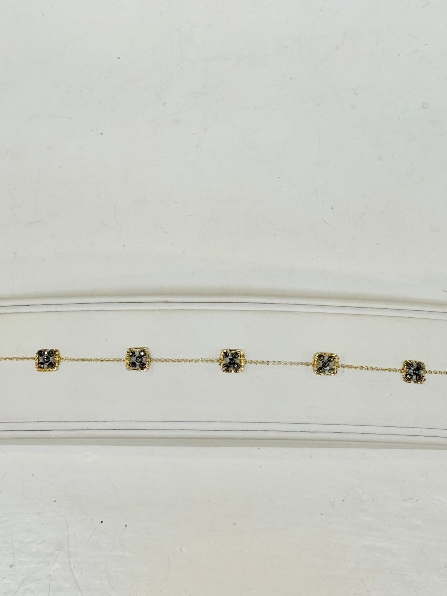 Granite, Pyrite, & White Natural Zircon Bracelet 4444 - B - granite - GMichelle PresslerBRACELET