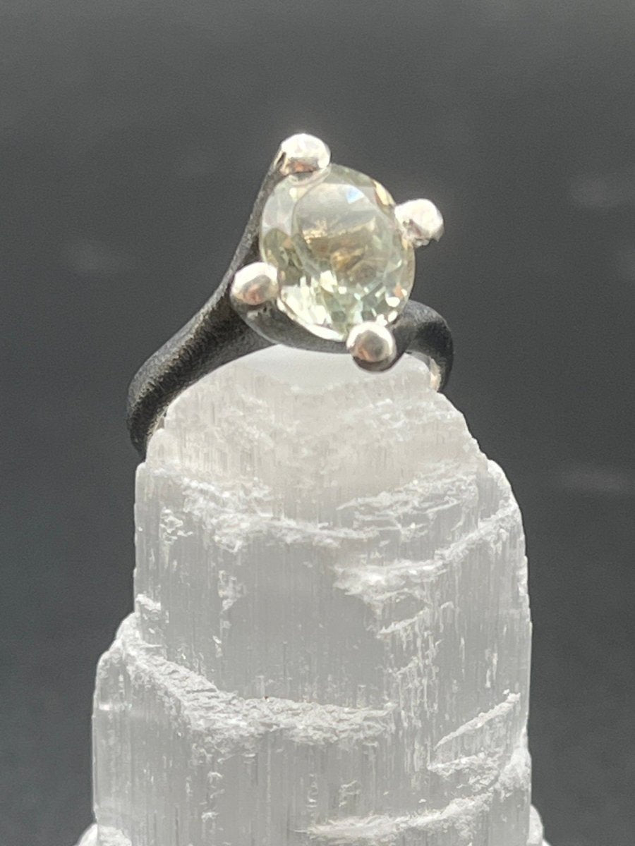 Green Amethyst and Oxidized Silver RingBORARINGS