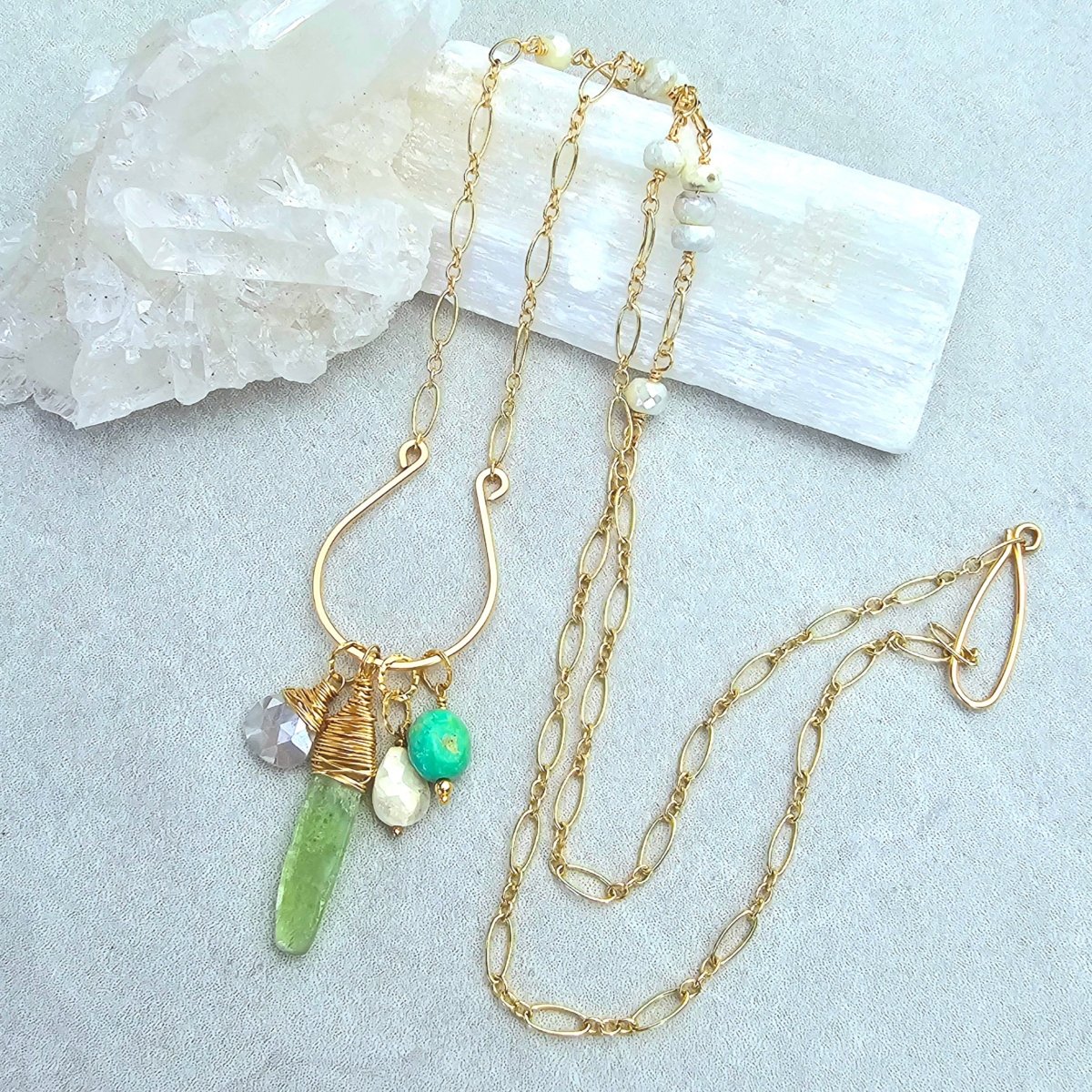Green Kyanite, Turquoise, & Silverite Necklace #8063James & JezebelleNecklace