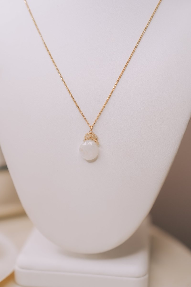 Green Natural Zircon/ Moonstone Necklace #5339-gz/moon-GMichelle PresslerNecklace