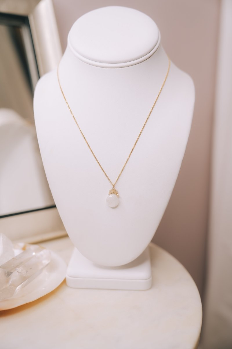 Green Natural Zircon/ Moonstone Necklace #5339-gz/moon-GMichelle PresslerNecklace