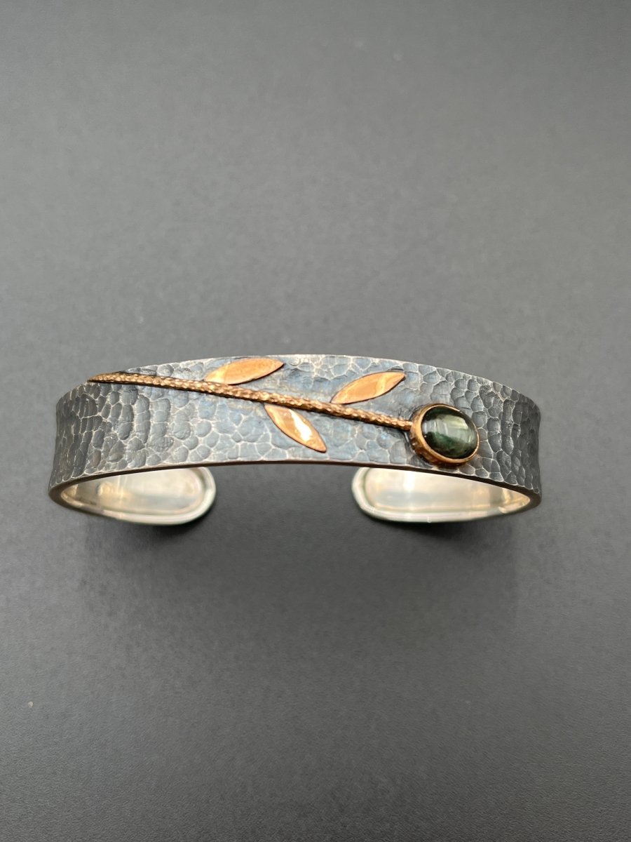 Green Tourmaline and Bronze Cuff - 1/2” tallBORABRACELET