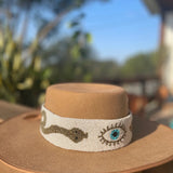 Hand Beaded Evil Eye Hat Bands (2 styles)Pink and SilverHat Band